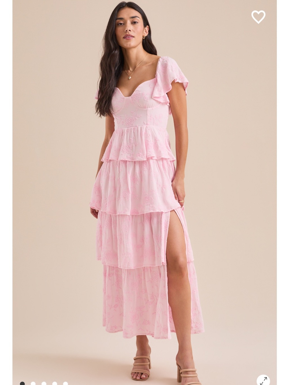 Altar'd State Blush Pink Tiered Ruffle Maxi Dress